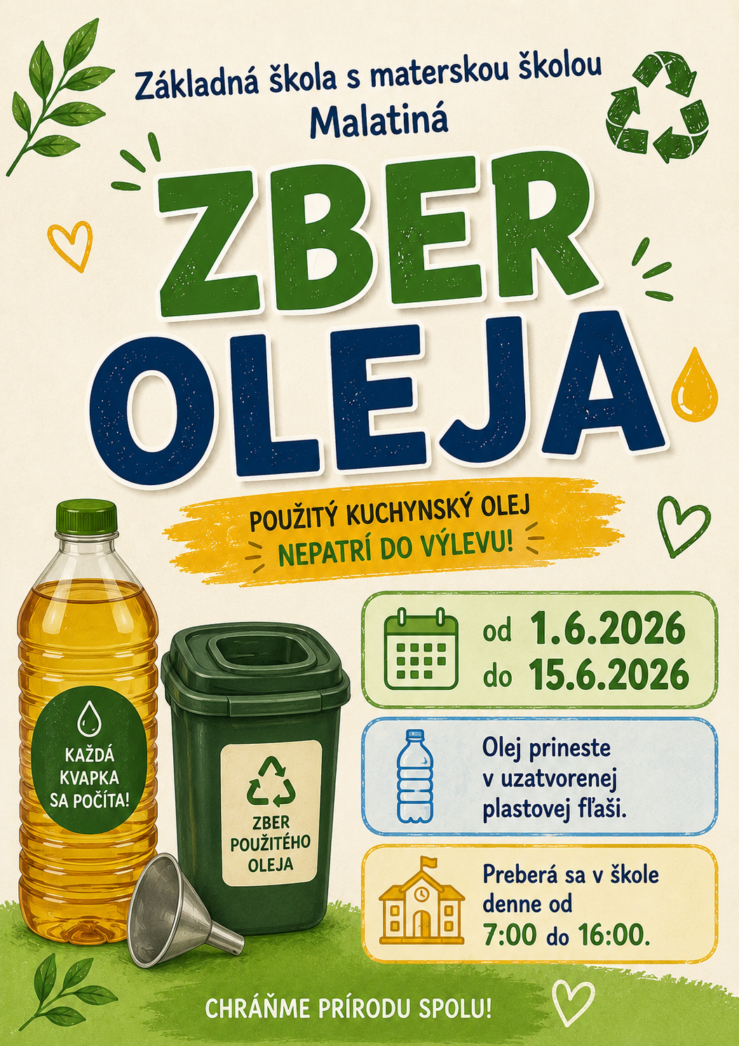 Zber papiera aj použitého oleja do 15.6.2026 vrátane - Obrázok 1