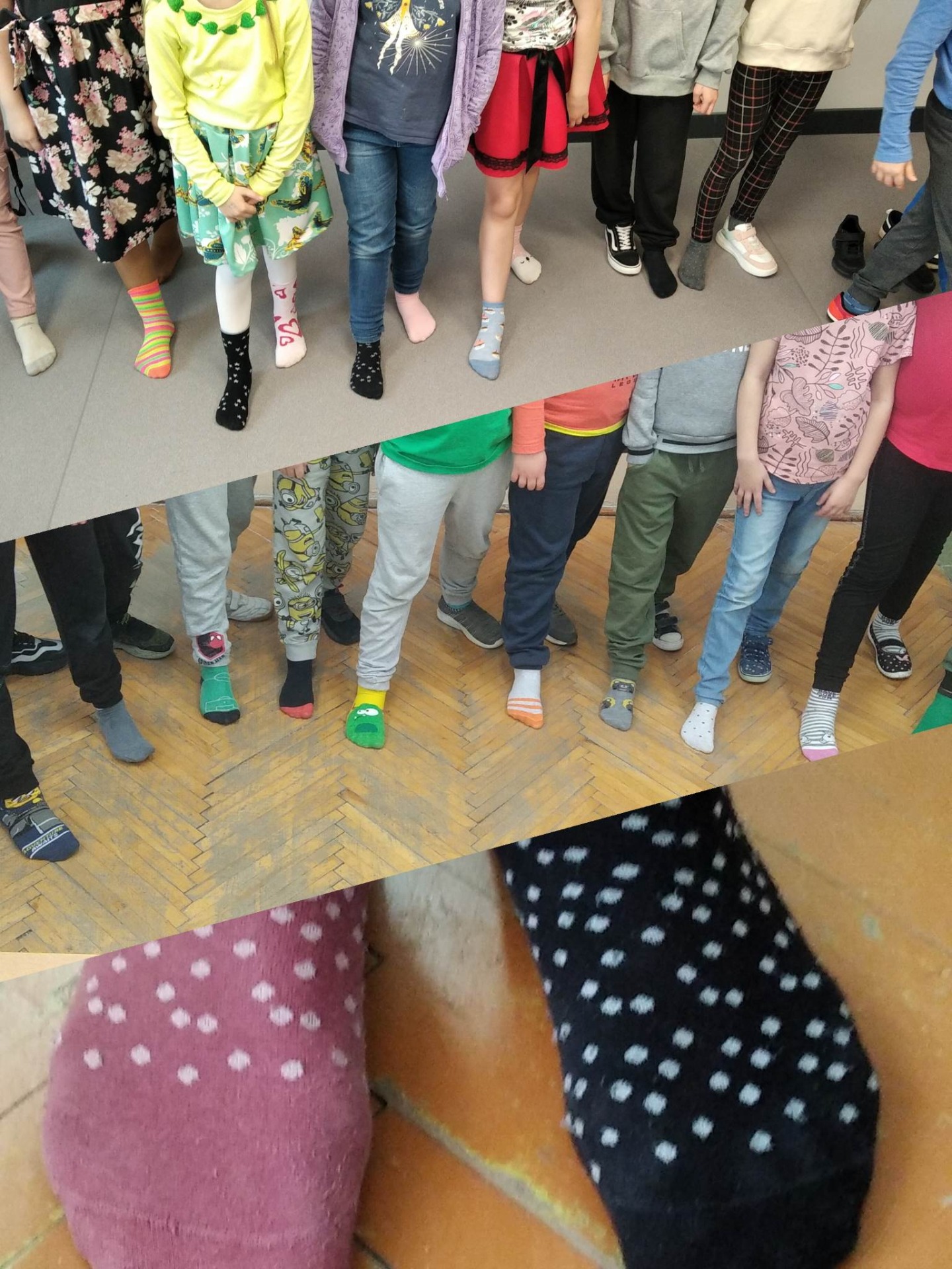 młodzież założyła kolorowe skarpetki i solidaryzuje się z chorymi w Światowy Dzień Zespołu Downa