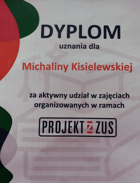Dyplom uznania dla Martyny Kisielewskiej.