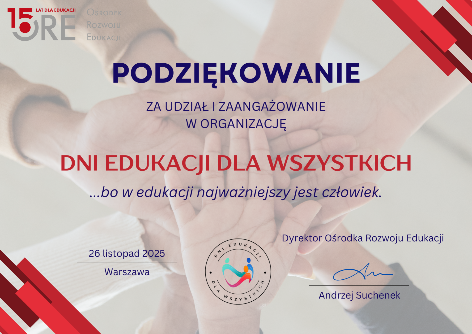 Podziękowanie za udział w Dniach Edukacji dla Wszystkich 2025 - Obrazek 1