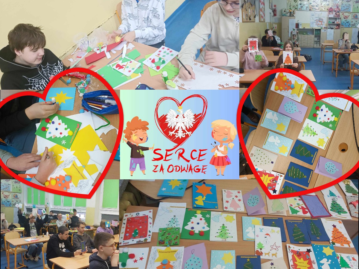 Wzięliśmy udział w akcji „Serce za Odwagę”!  Świąteczne kartki od naszych uczniów trafią do kombatantów - Obrazek 1