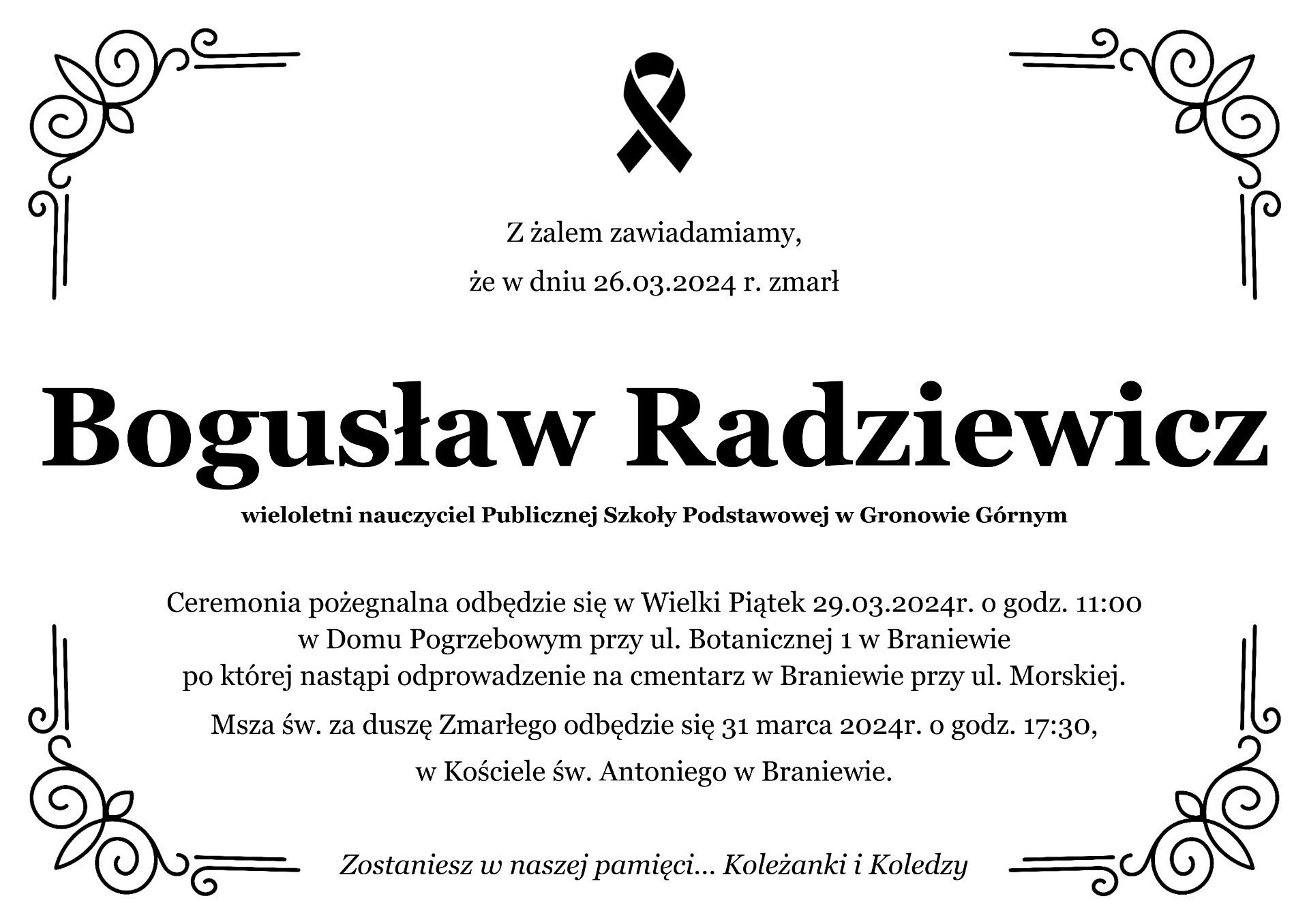 Zmarł Bogusław Radziewicz - Obrazek 1