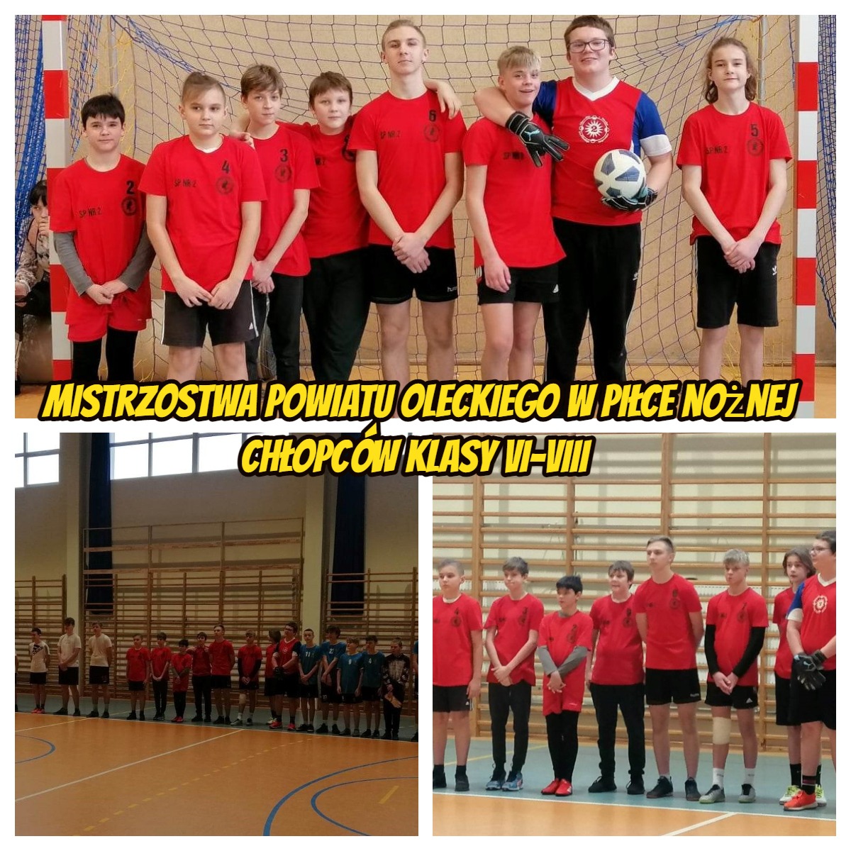 Uczniowie Szkoły Podstawowej Nr 2 im. M. Kopernika w Olecku podczas  Mistrzostw Powiatu Oleckiego w piłce nożnej