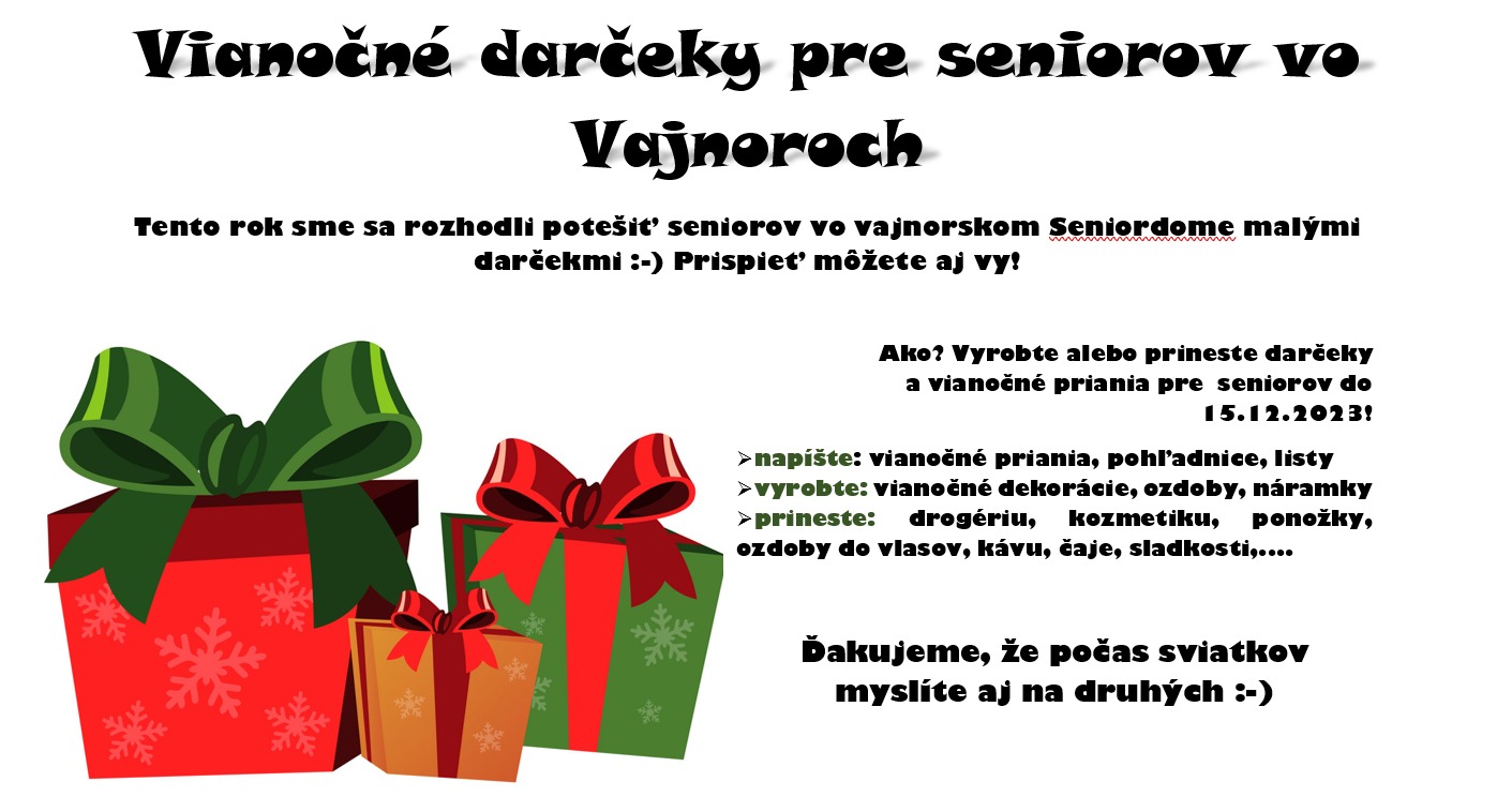 Vianočné darčeky pre seniorov vo Vajnoroch - Obrázok 1