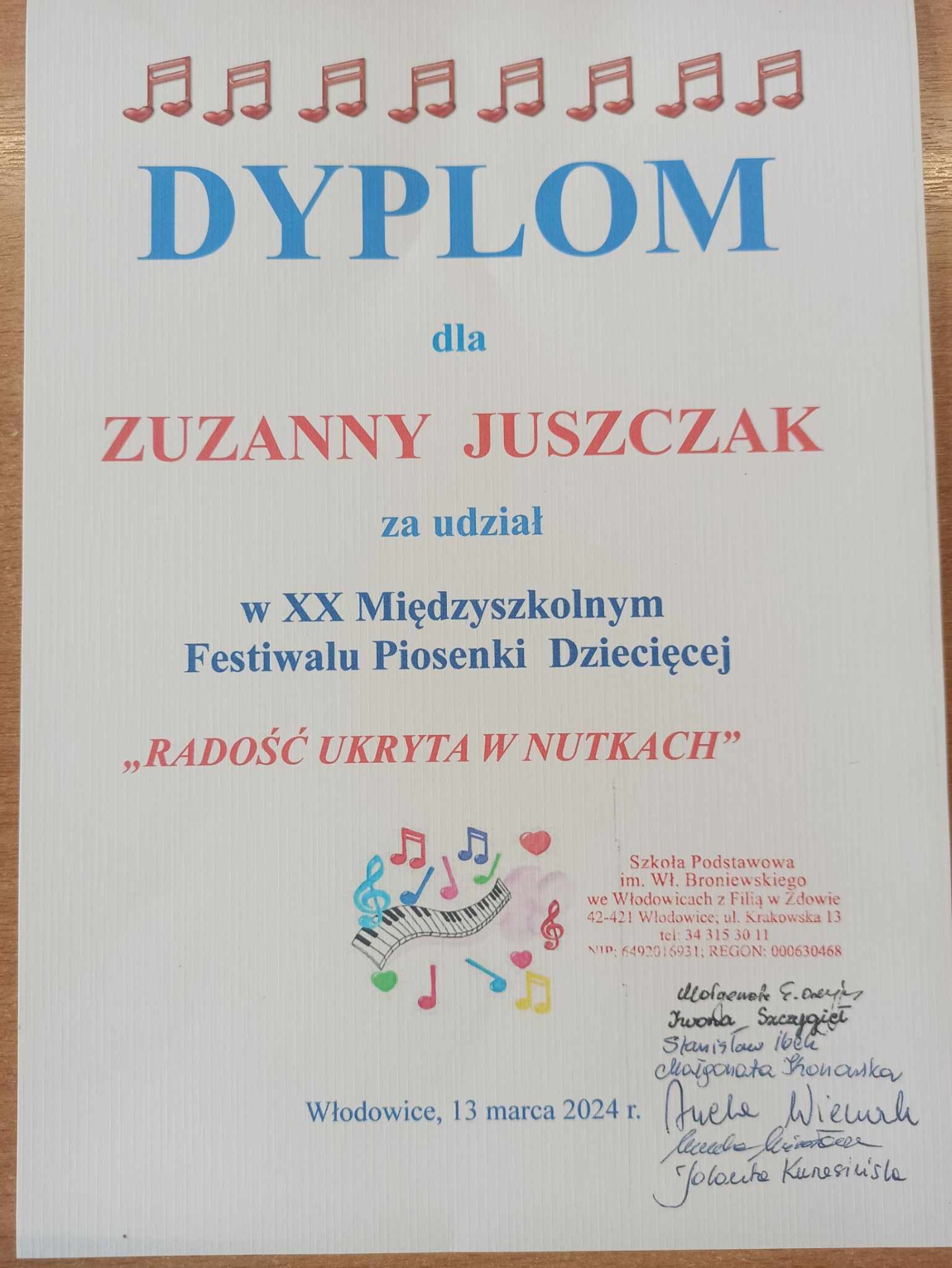 XX Międzyszkolny Festiwal Piosenki Dziecięcej RADOŚĆ UKRYTA W NUTKACH - Obrazek 4