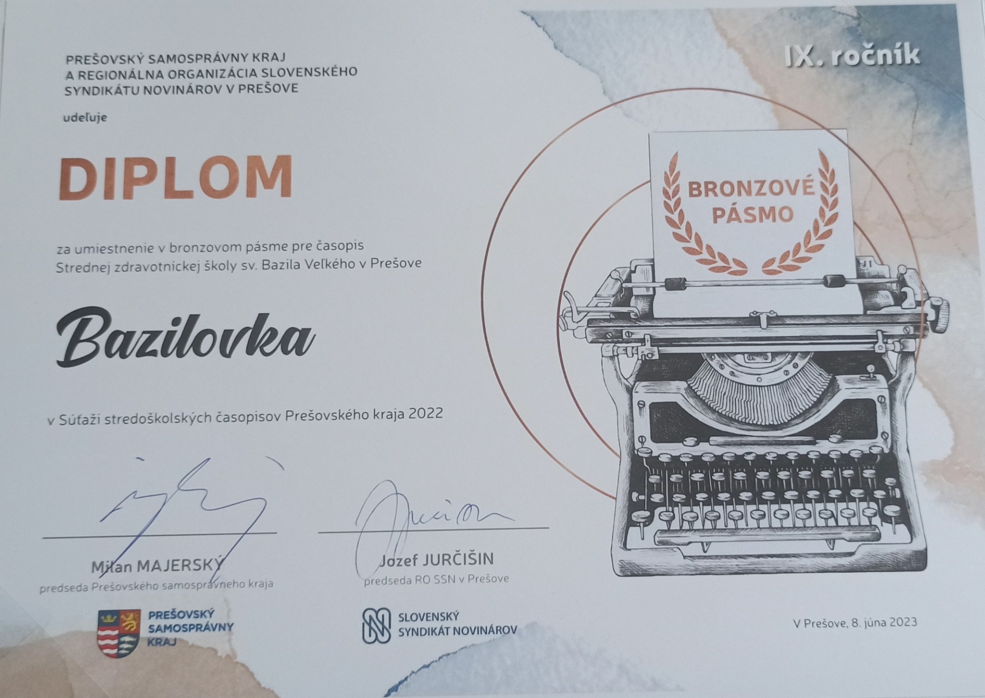 Časopis BAZILOVKA bol ocenený bronzovým pásmom - Obrázok 2